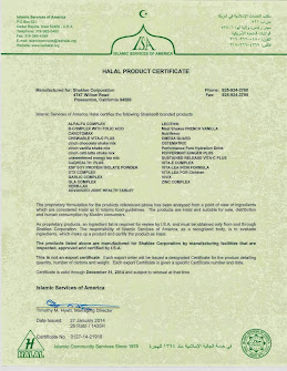 SHAKLEE HALAL CERTIFICATE