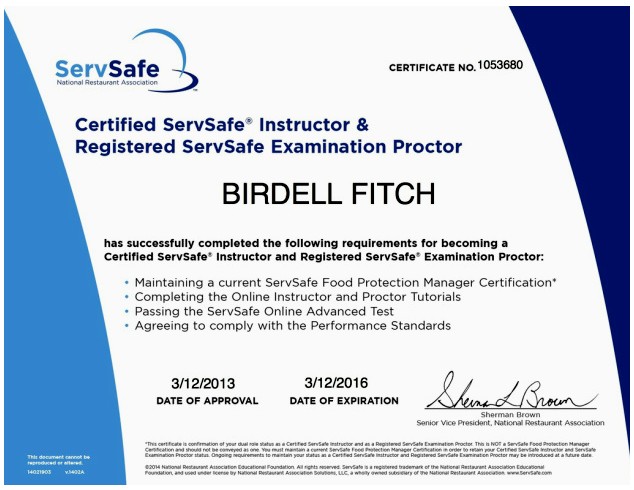 Examples Of Best Certificate Servsafe Certification