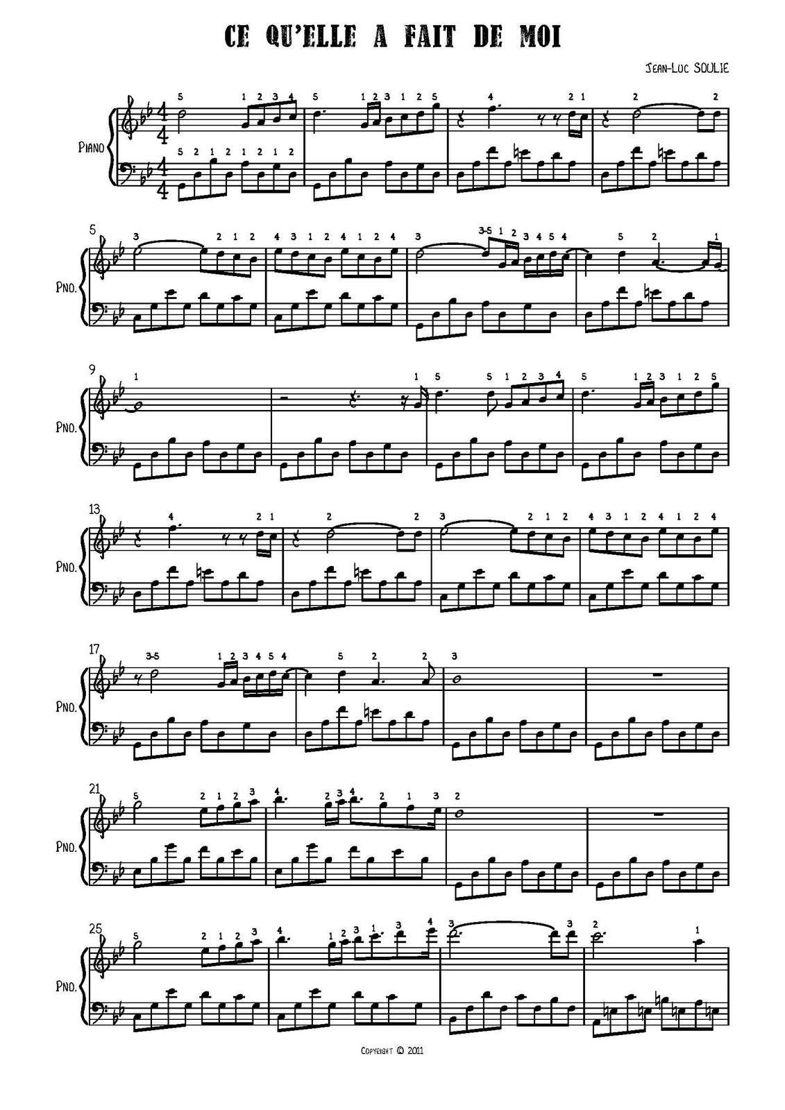 Partition Piano Qui A Le Droit Gratuite