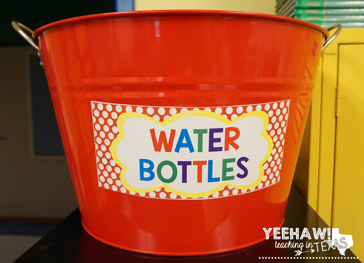 Use a metal bucket for student water bottles! Student water bottles