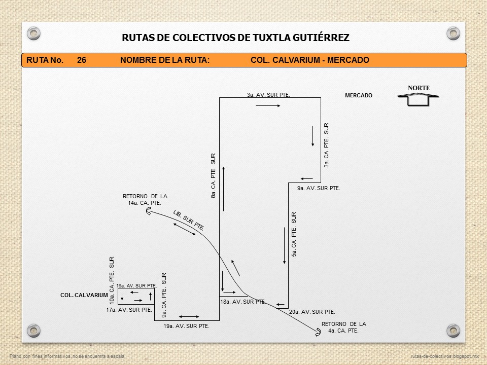 RUTAS DE COLECTIVOS DE TUXTLA GUTIERREZ RUTA 26