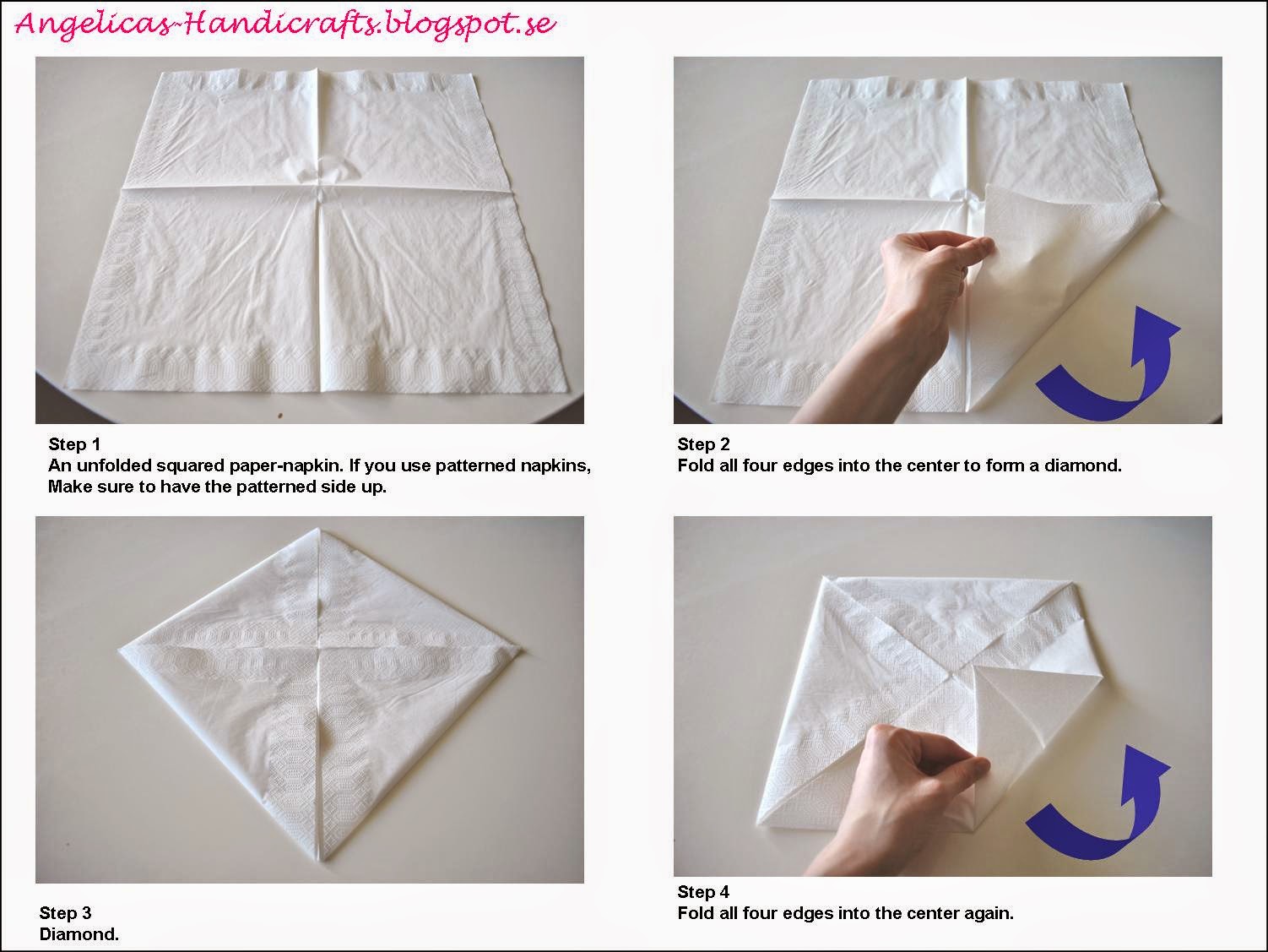 Angelica's Handicrafts Water Lily napkin folding tutorial