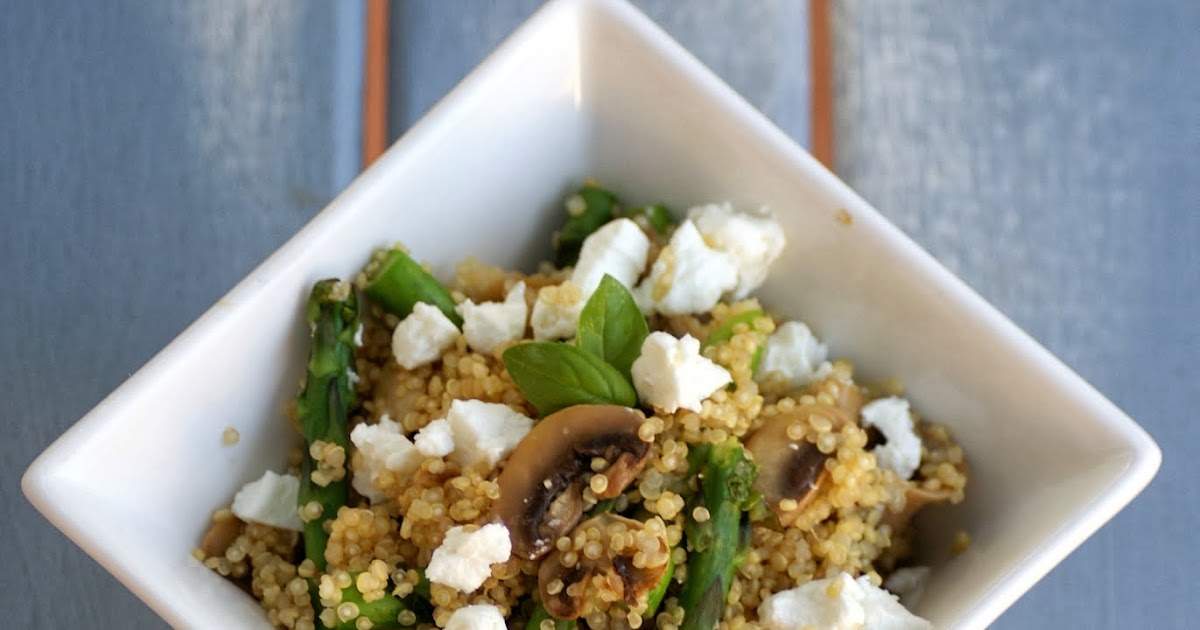 Southern In Law Recipe Quinoa with Asparagus, Mushrooms and Goat Cheese