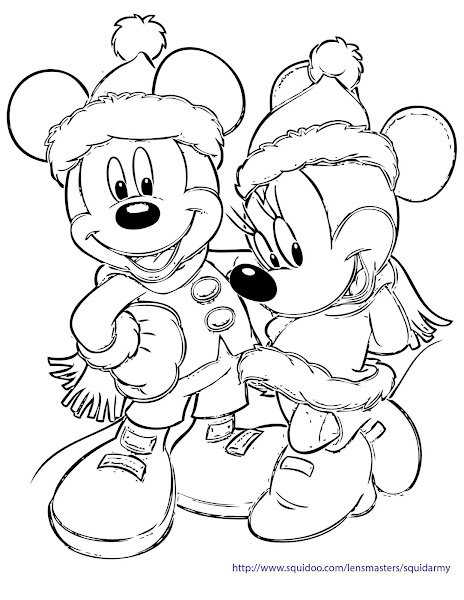 Mickey and Minnie Christmas Coloring Pages