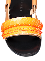 Sandals in calfskin - Buttercream and Orange