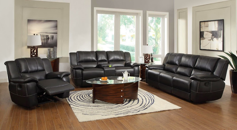 Black Leather Sectional Recliner Sofa