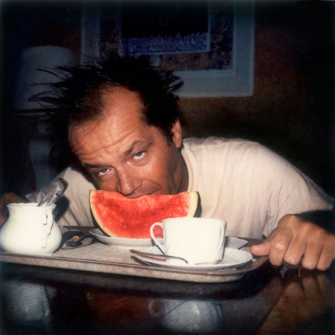 Various photographs of Jack Nicholson eating watermelon and melon, ca