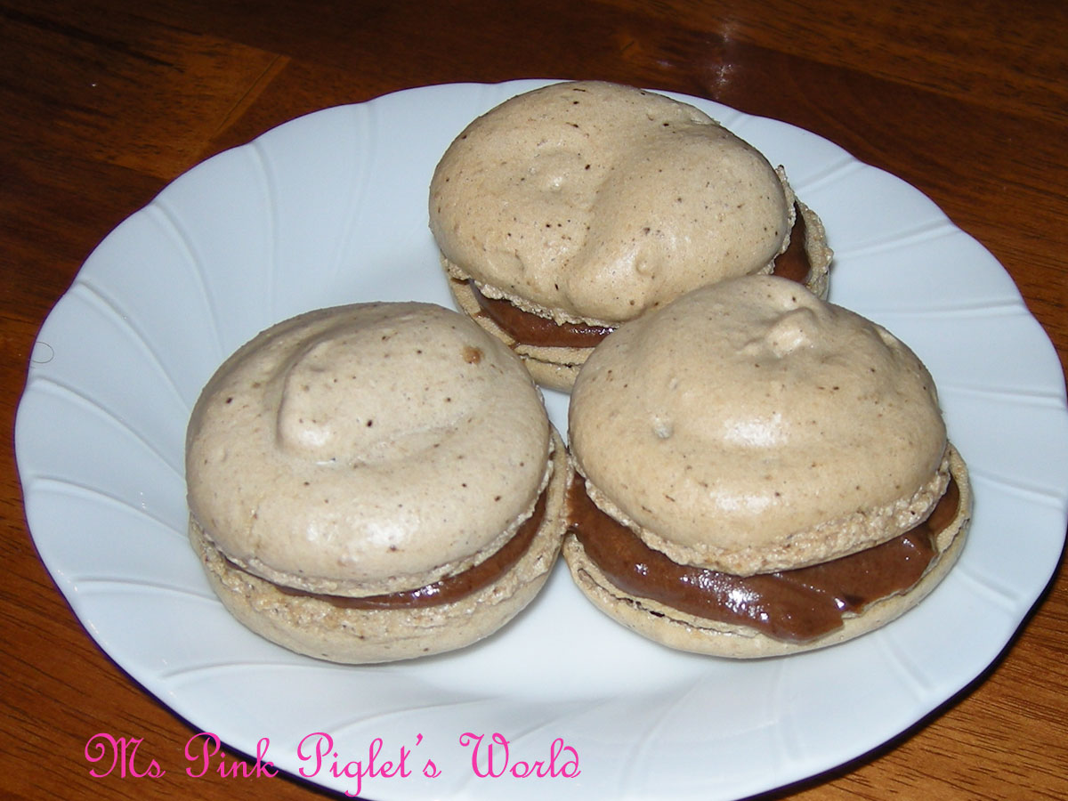 Ms Pink Piglet's World Coffee Macarons with Nutella Butter Cream