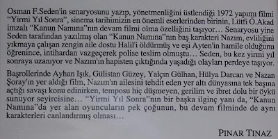 YİRMİ YIL SONRA - AÇIKLAMA