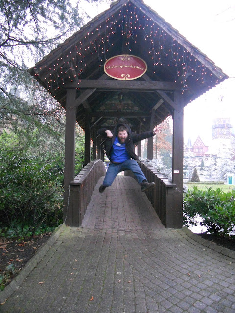 jumping on bridge