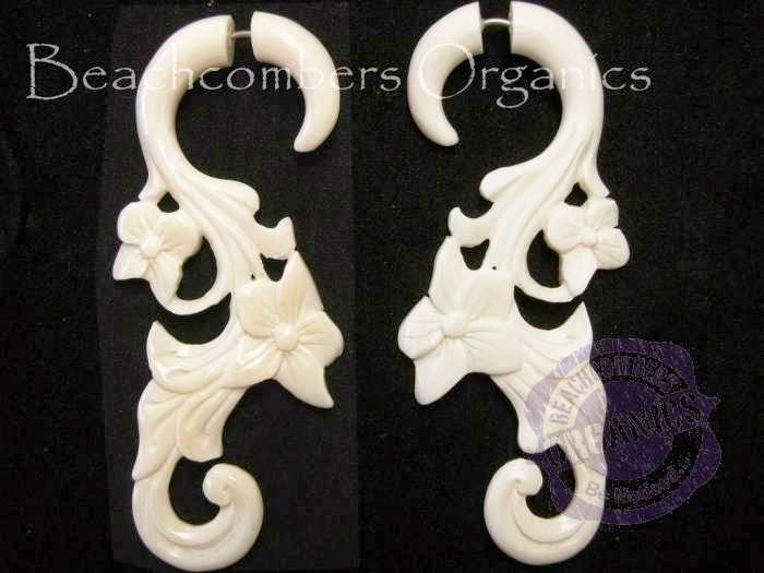 handmade fake expander earrings Buffalo bone