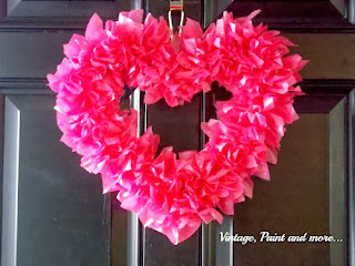 Tissue Paper Valentine Wreath