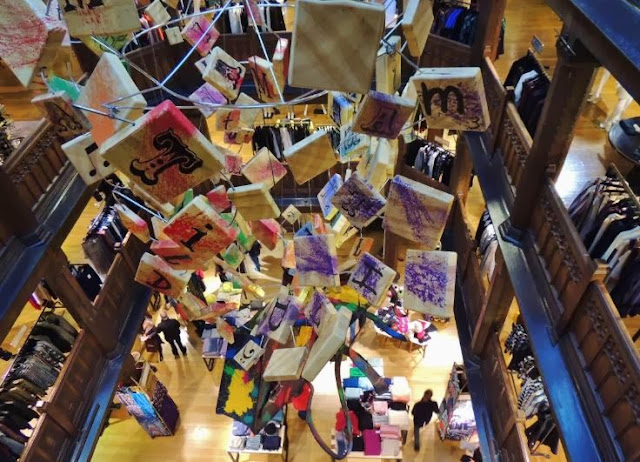 Matilda-inspired display overlooking scarf hall