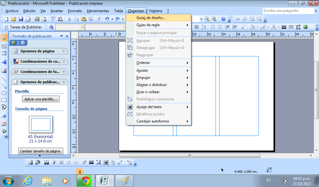 menu template publisher