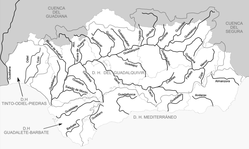 Mapa de rios de Andalucia para imprimir Mapa de rios de Andalucia para imprimir