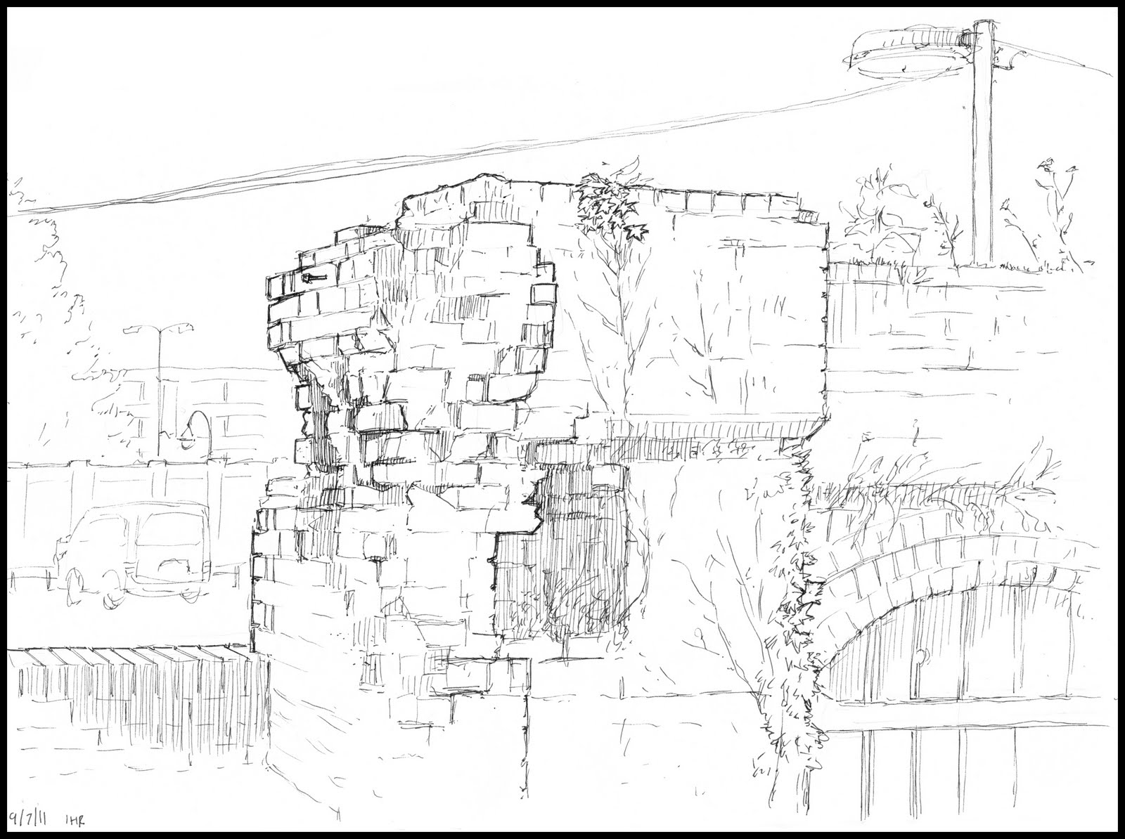 brick wall destroyed