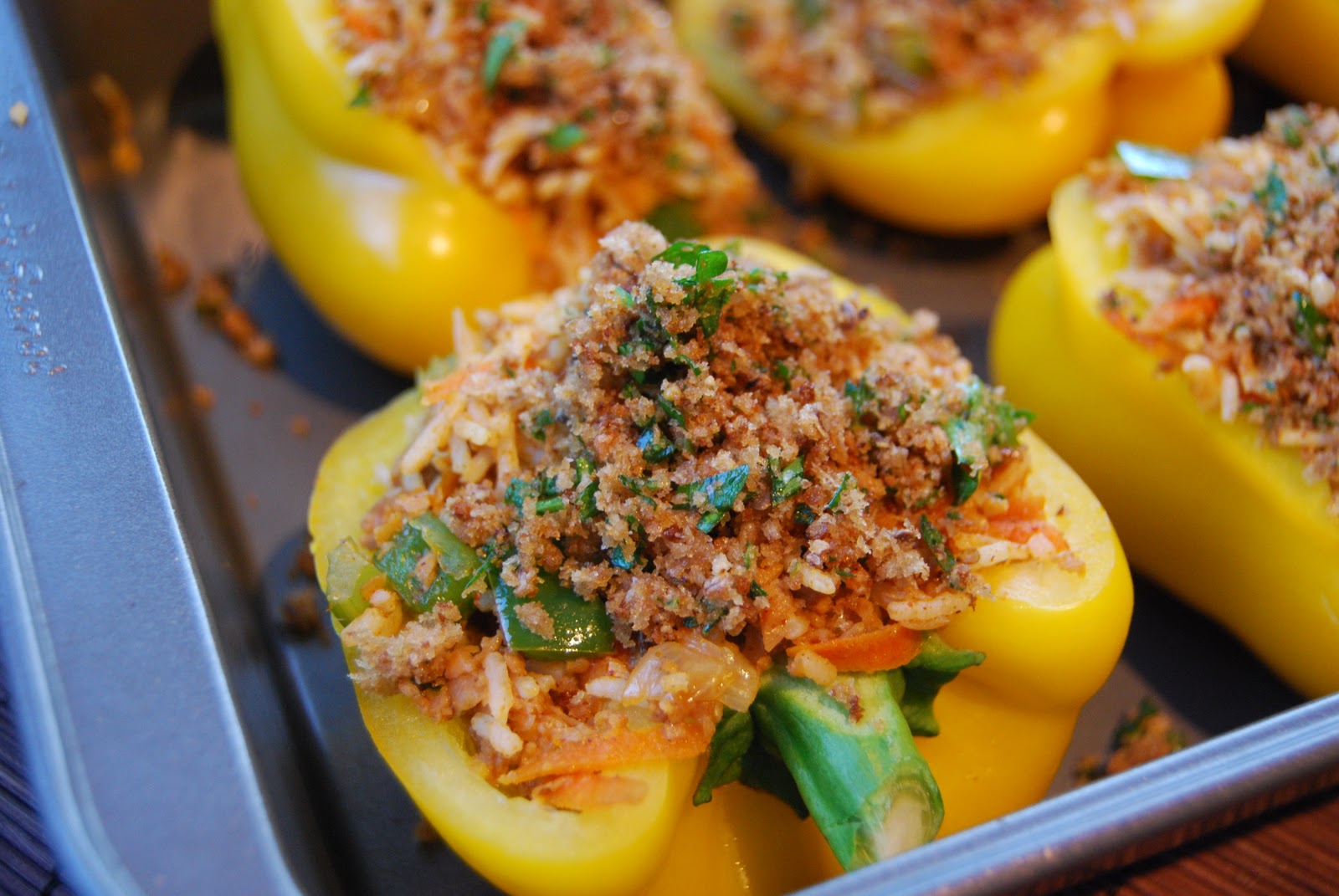 Kirsten's Kitchen of vegan creations Stuffed peppers with rice and TVP