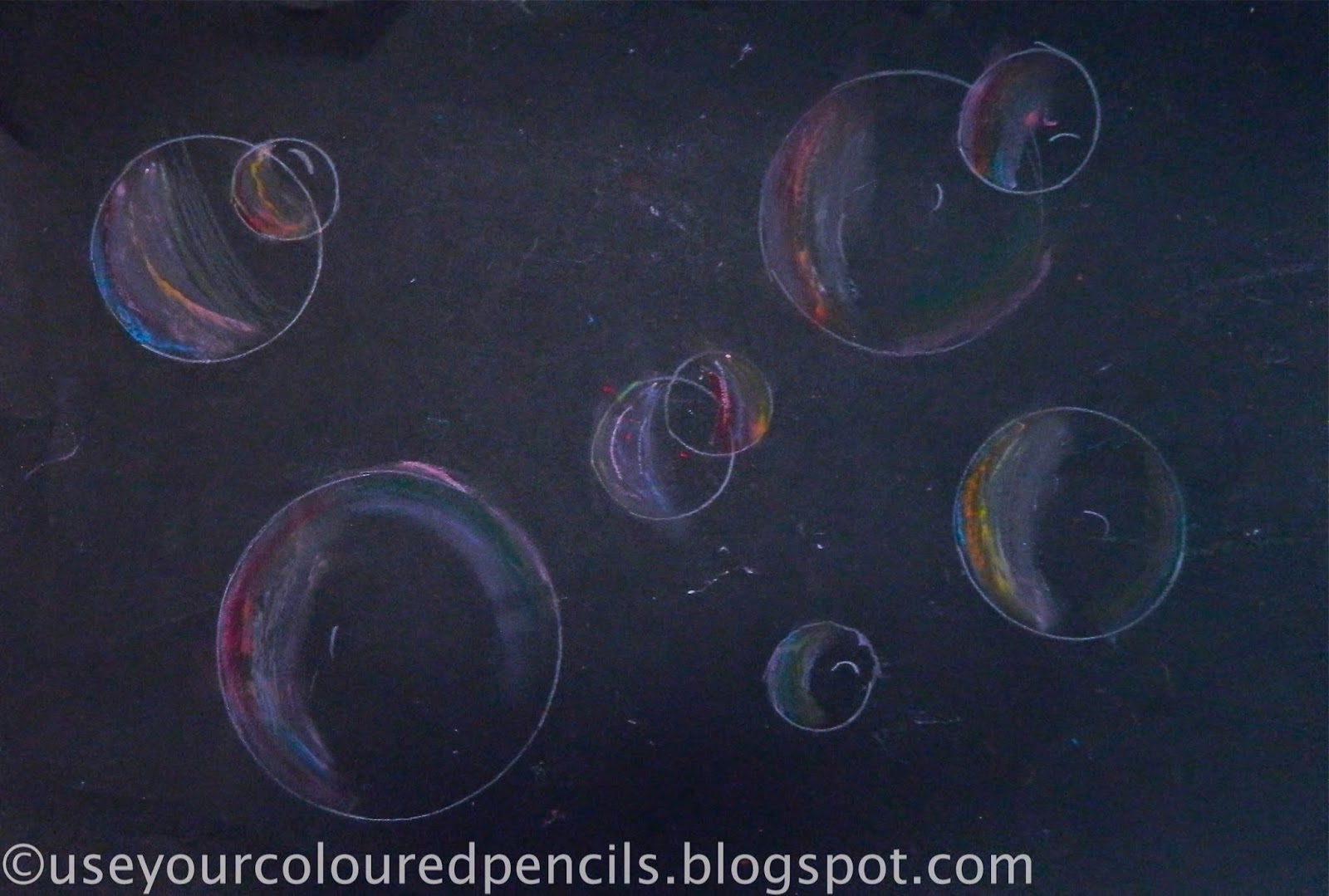 Use Your Coloured Pencils Bubble Drawings