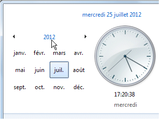 capture d'écran Windows - calendrier