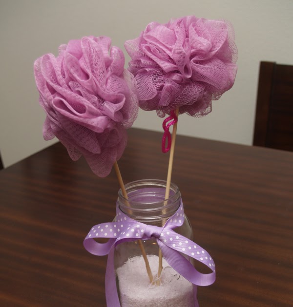 Housewife Eclectic Bath Pouf Flowers, alternative to real flowers.