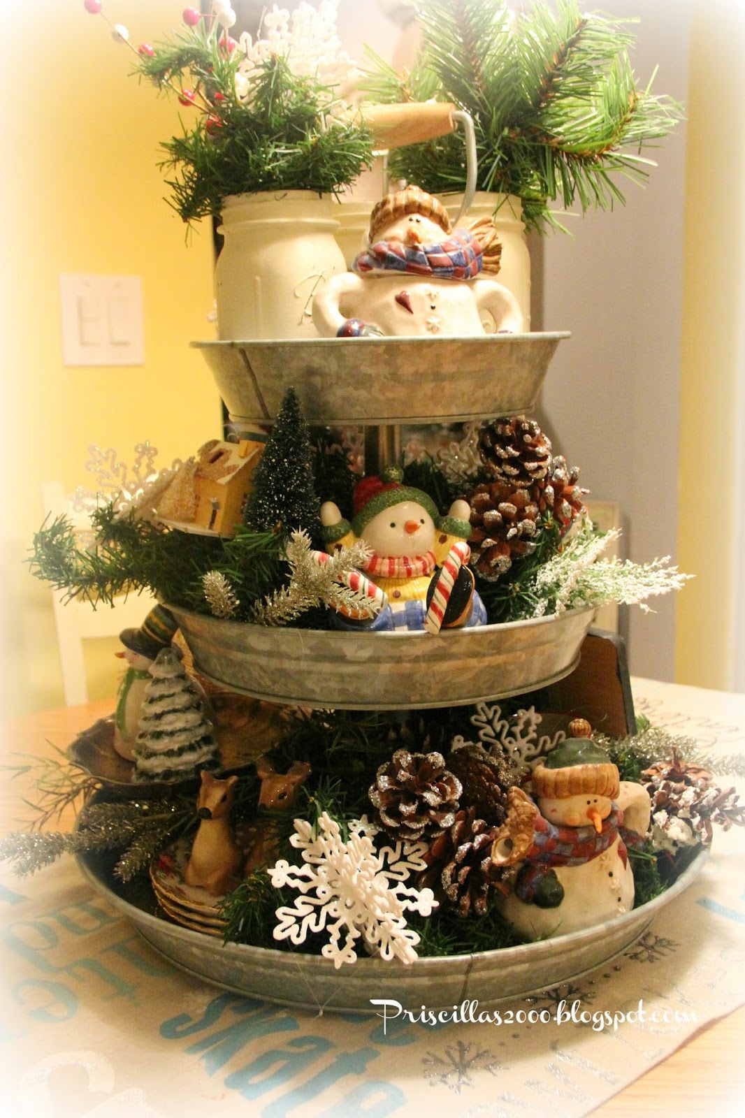 priscillas a year of the galvanized tiered tray fitz and floyd christmas salt and pepper