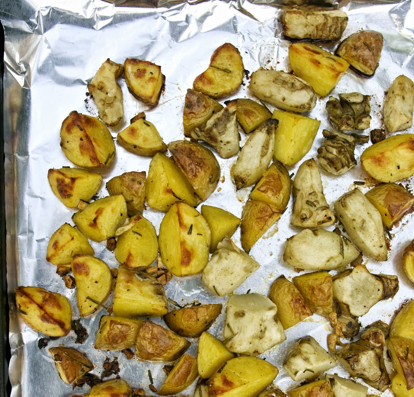 Roasted Jerusalem Artichokes with Garlic & Potatoes French Fridays