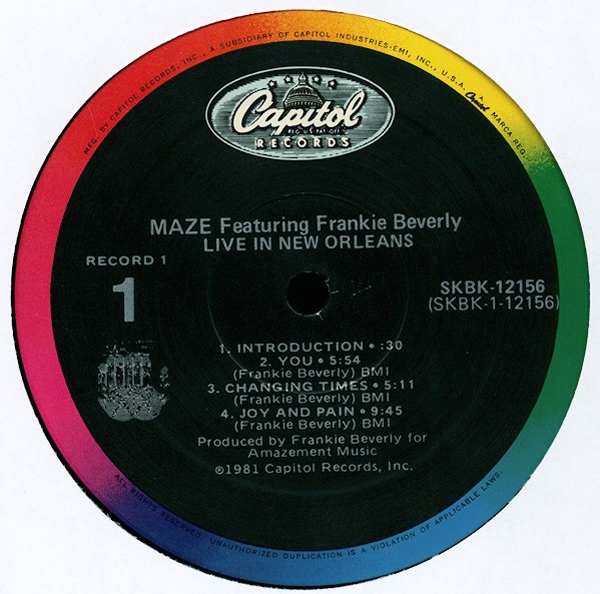 Music Crates Maze Featuring Frankie Beverly ‎ Live In New Orleans