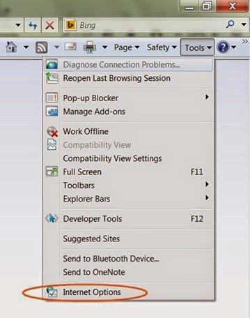 Select Internet Option in Tools appeared menu, Changing Devanagari Unicode font in Internet Explorer Changing Devanagari Unicode font in Internet Explorer