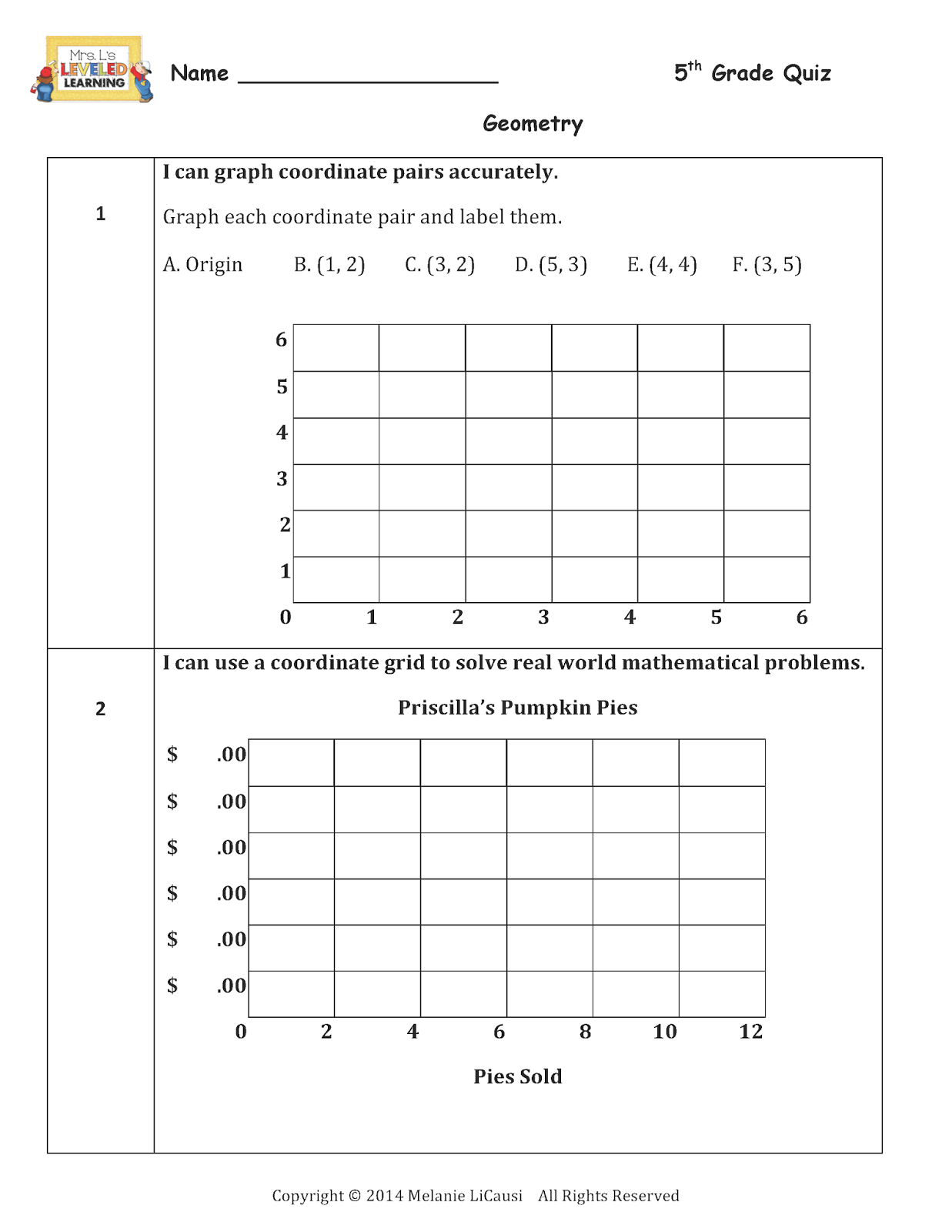 worksheet 5th Grade Geometry mrs ls leveled learning week 4 raffle and geometry free math 5th grade quiz pdf file 6th file