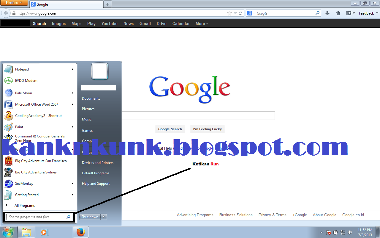 Start menu Pada Windows Tutorial Melihat Umur Komputer/Laptop