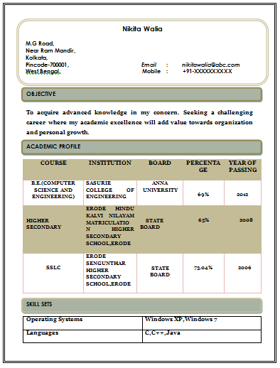 job resume format download