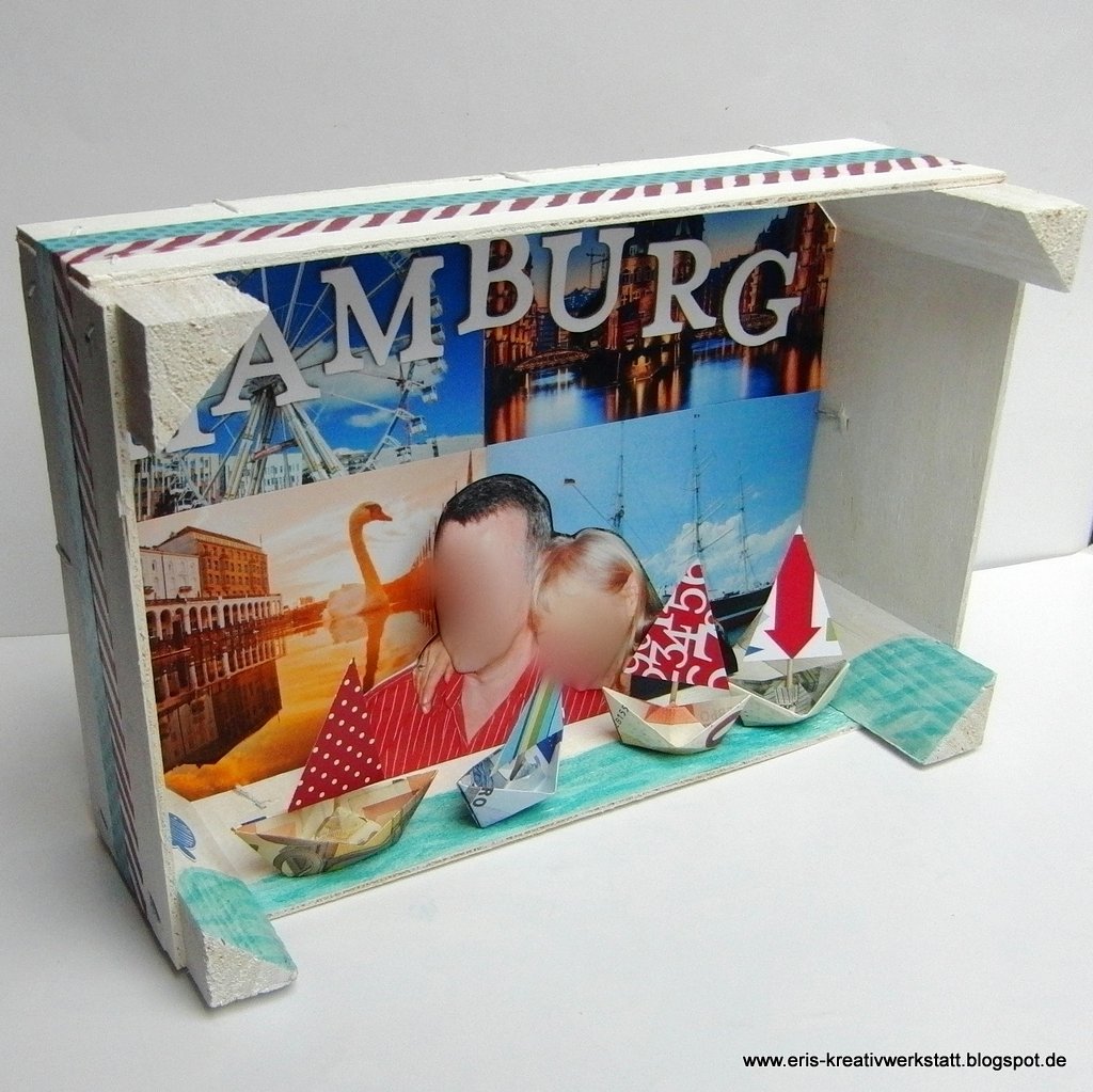 Eri's Kreativwerkstatt Eine Reise nach Hamburg als Geschenk im Kasten