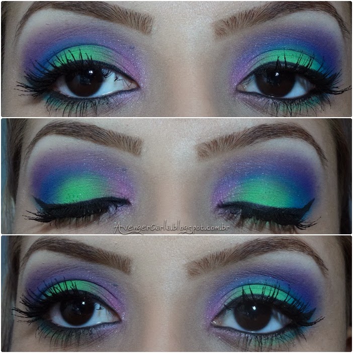 Blog Carla M Foto Tutorial Maquiagem Super Colorida Com Verde Azul Roxo E Rosa
