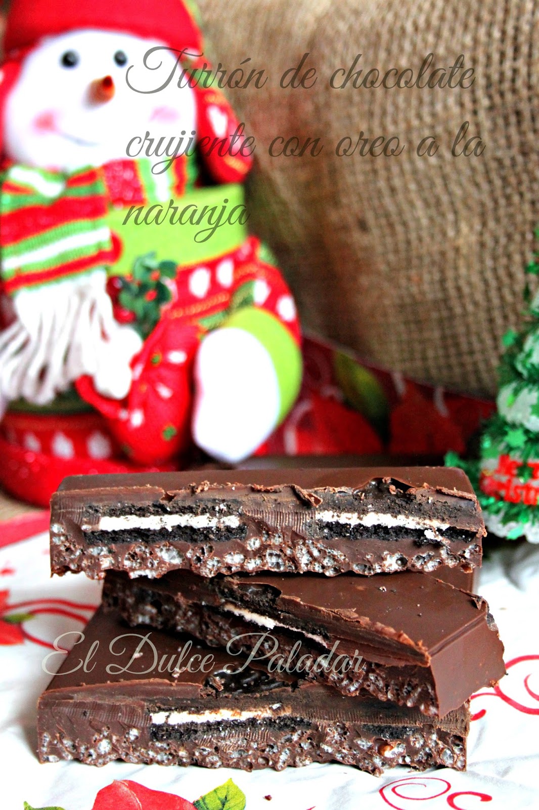 Turrón De Chocolate Crujiente Con Oreo  A La Naranja
