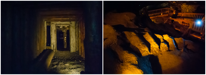 structures and figurines in Wieliczka Salt Mine in Poland Structures, displays and lake in Wieliczka Salt Mine in Poland
