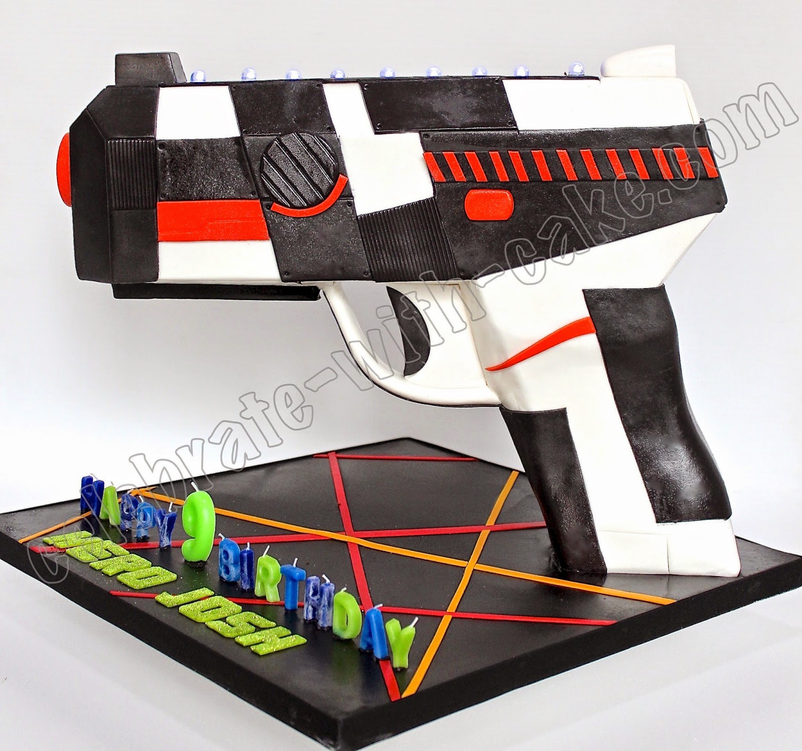 Celebrate with Cake! 3d Sculpted Laser Tag Gun Cake