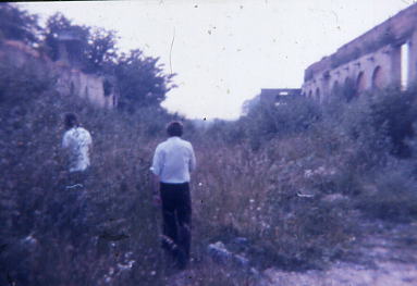 Trackbed between platforms overgrown at Gosport station 1978