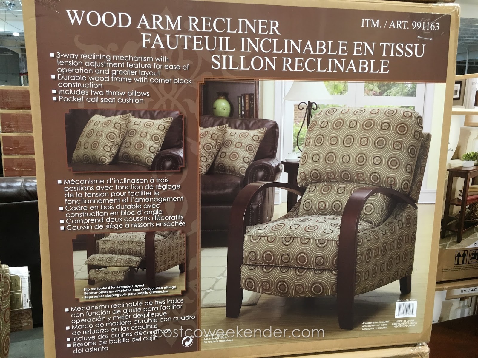 Synergy Home Furnishings Wood Arm Recliner Chair Costco Weekender