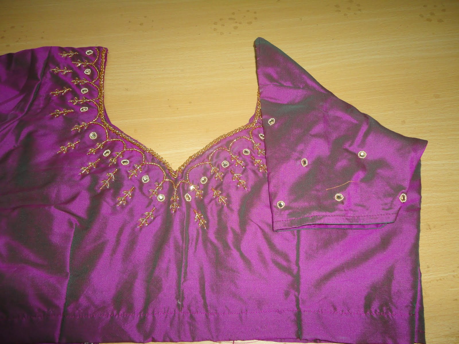 aari zardosi beads embroidery Blouse back neck