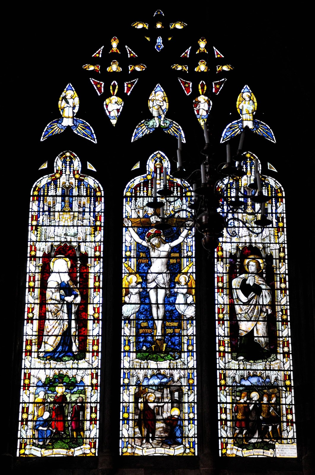 Stained glass window, St. Albans Cathedral, St. Albans, Herts, England