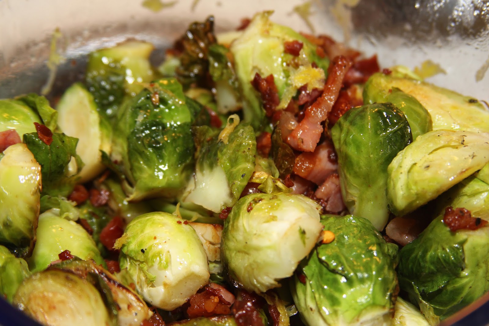 For the Love of Food Italian Roasted Brussel Sprouts with Lemon and Pancetta