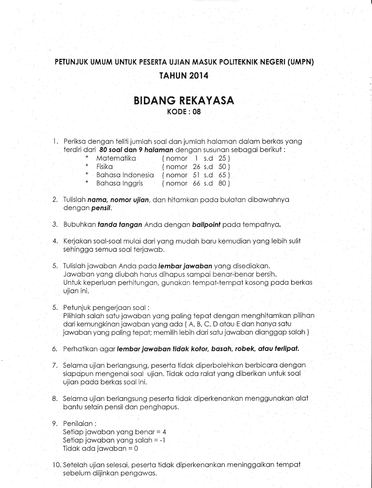 pembahasan soal umpn bidang rekayasa 2012