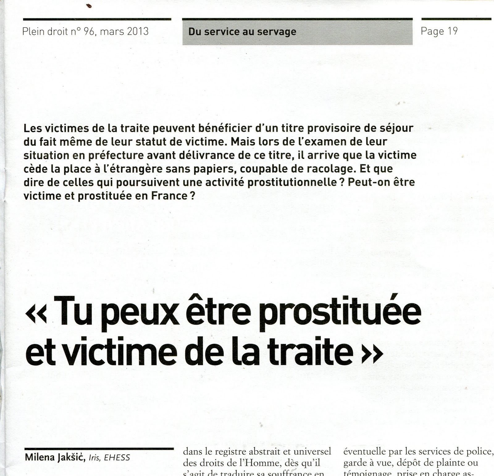statut des prostituées