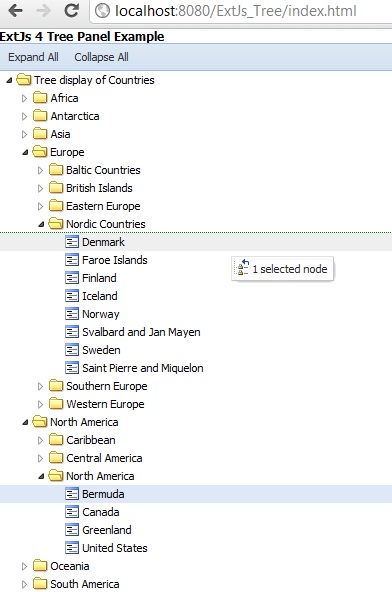 ExtJs 4 Tree Panel example using Java Servlet JSON response and MySQL