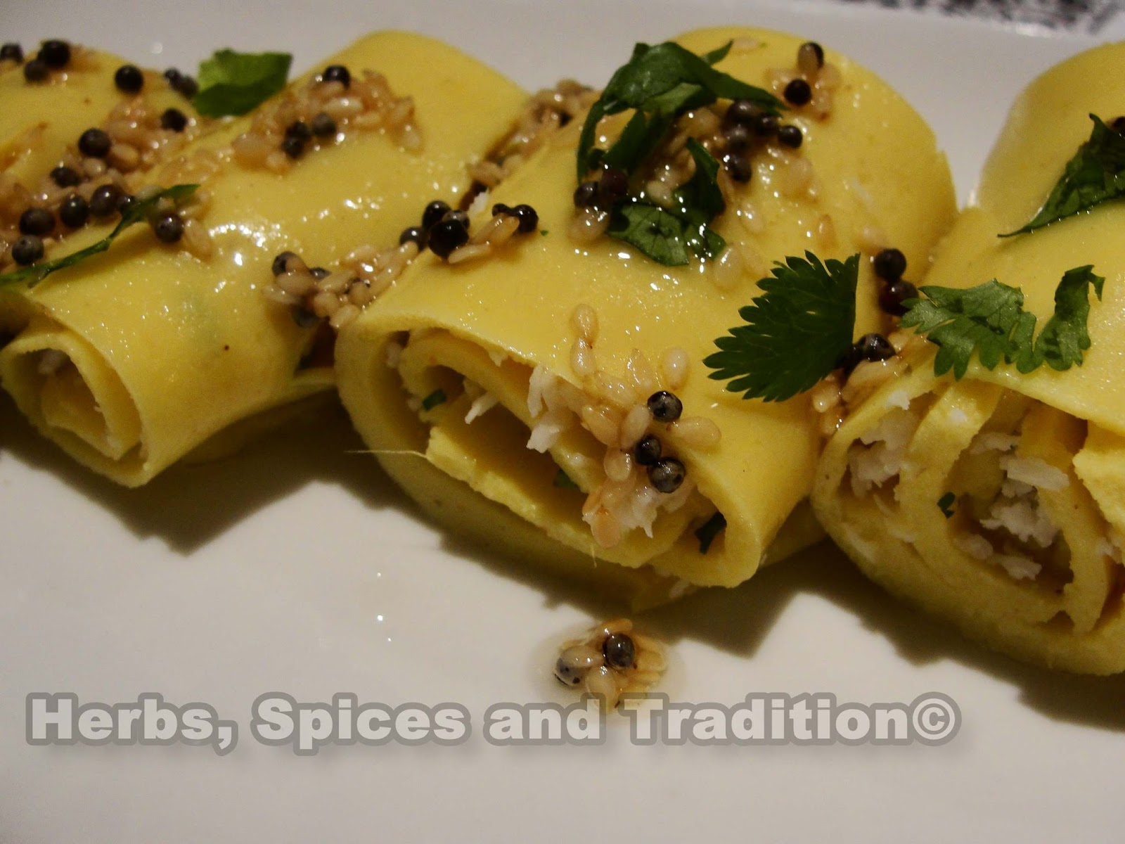 Herbs, Spices and Tradition CHICKPEAS FLOUR ROLL/ GUJARATI KHANDVI