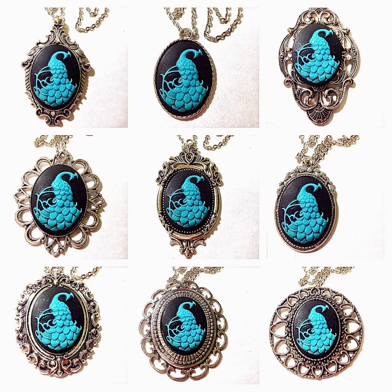 Different Cameo Setting styles and the lovely peacock cameo