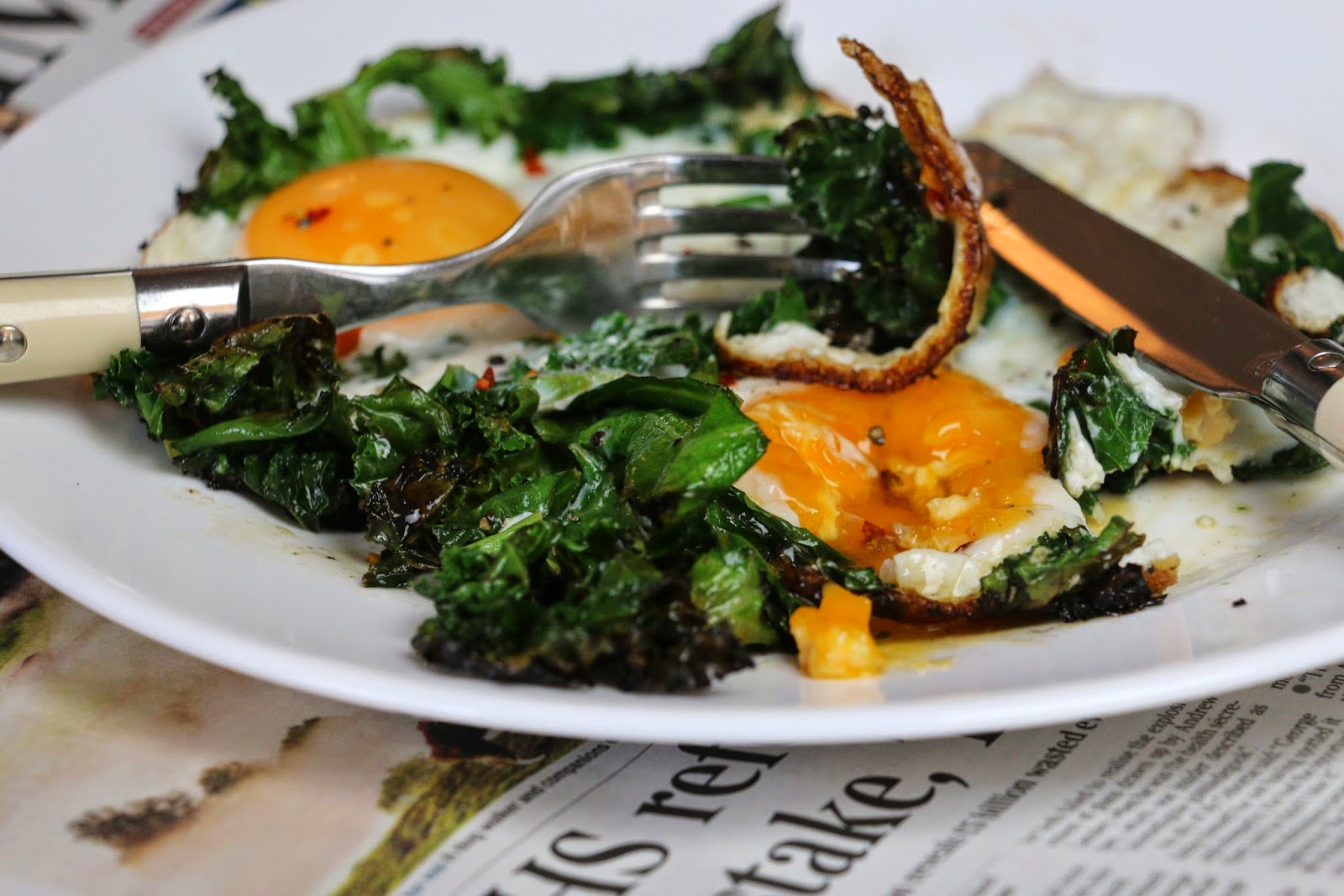 Crispy Curly Kale Fried Eggs