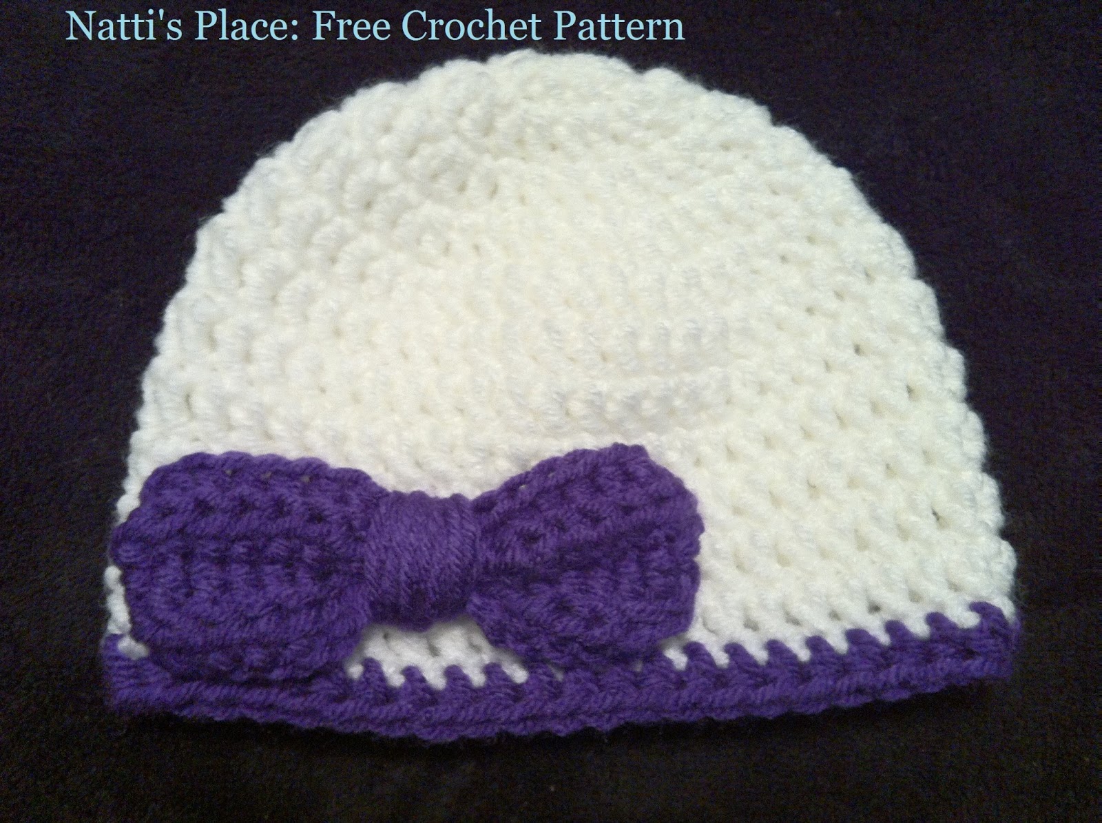 Nattis Place: Free Crochet Pattern: Newborn Baby Bow Hat ...