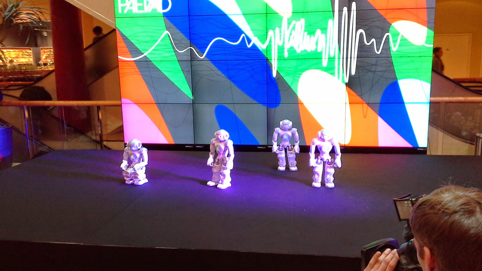 Mini-EMD - Dancing robots at Solaris in Timo Steiner's 'Stuck in a Loop' - photo Robert Hugill