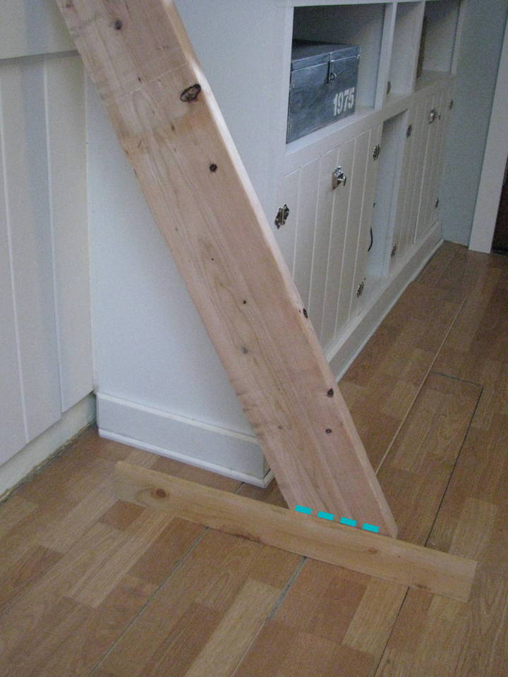 blue roof cabin I Built a Ships Ladder